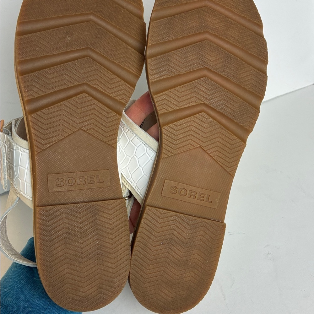 SOREL Ella III Slingback Women's Size 8.5 Chalk Gum 2 Leather Flat Sandal Slides - Picture 13 of 16